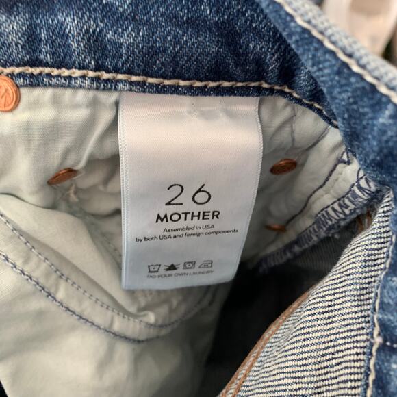 Mother High Waisted Rider Skimp Straight Leg Jeans In Cowboys Don’t Cry Size 26 - Picture 14 of 16